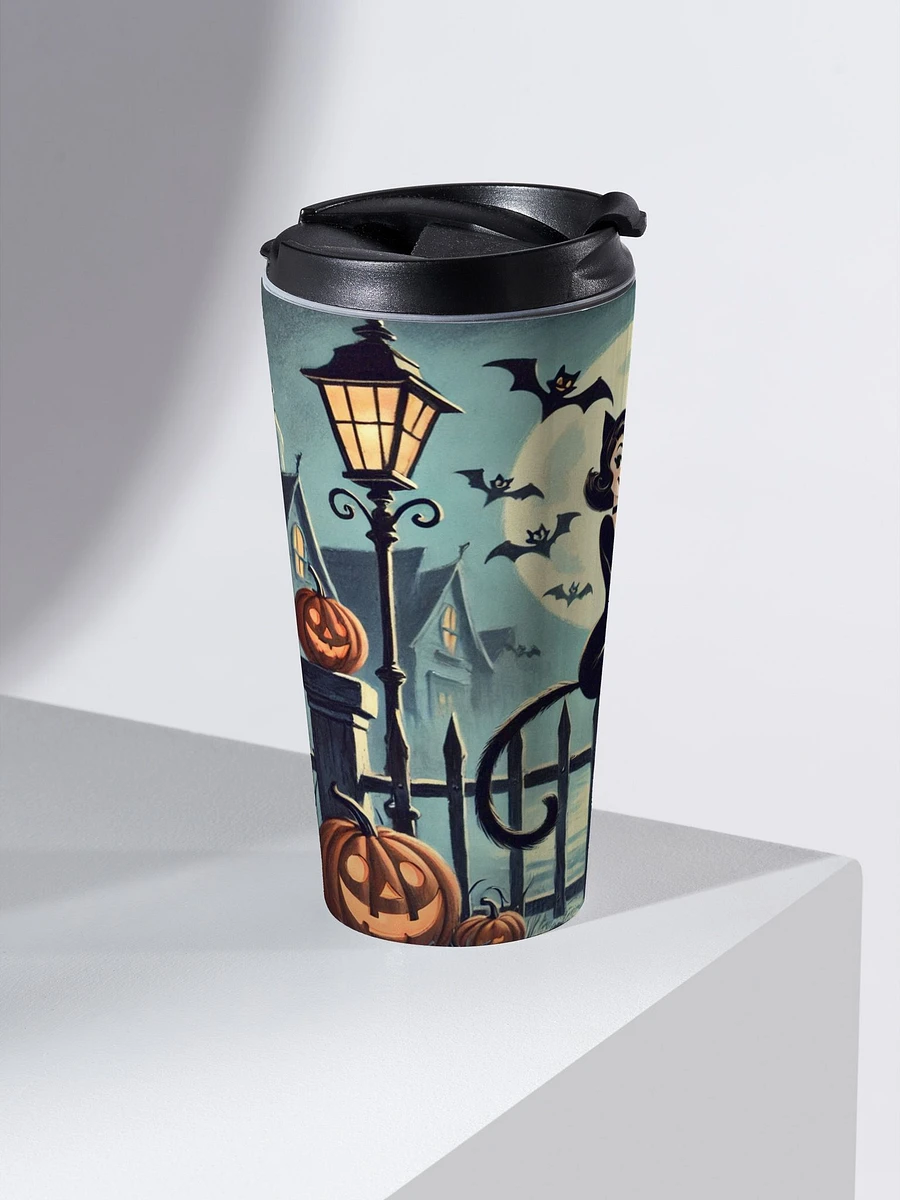 Cat Lady on a Moonlit Night Stainless Steel Travel Mug product image (2)