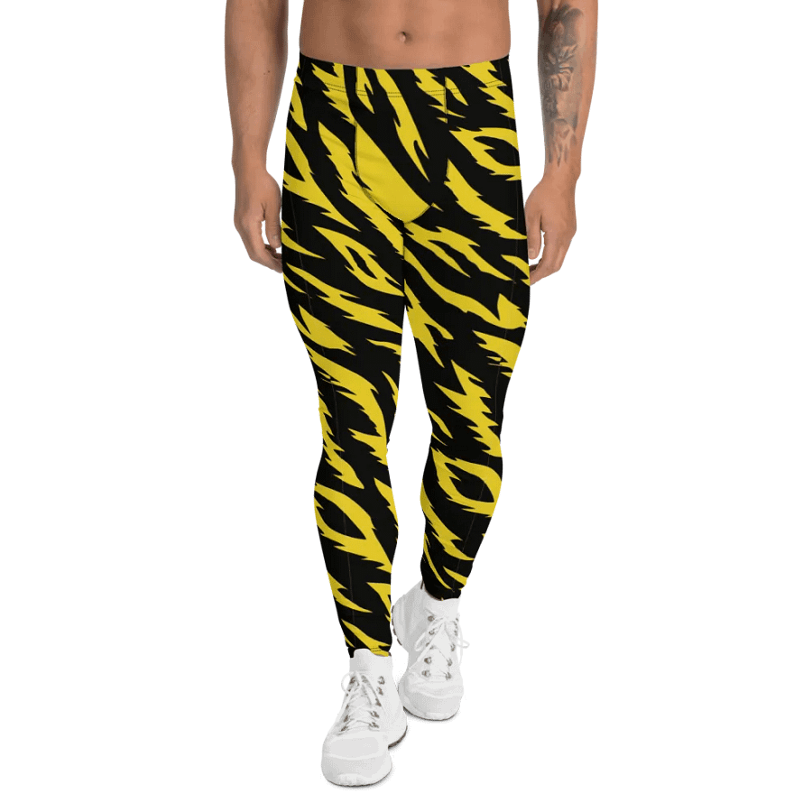 Wild Tiger Yellow Stripes Men's Leggings product image (4)