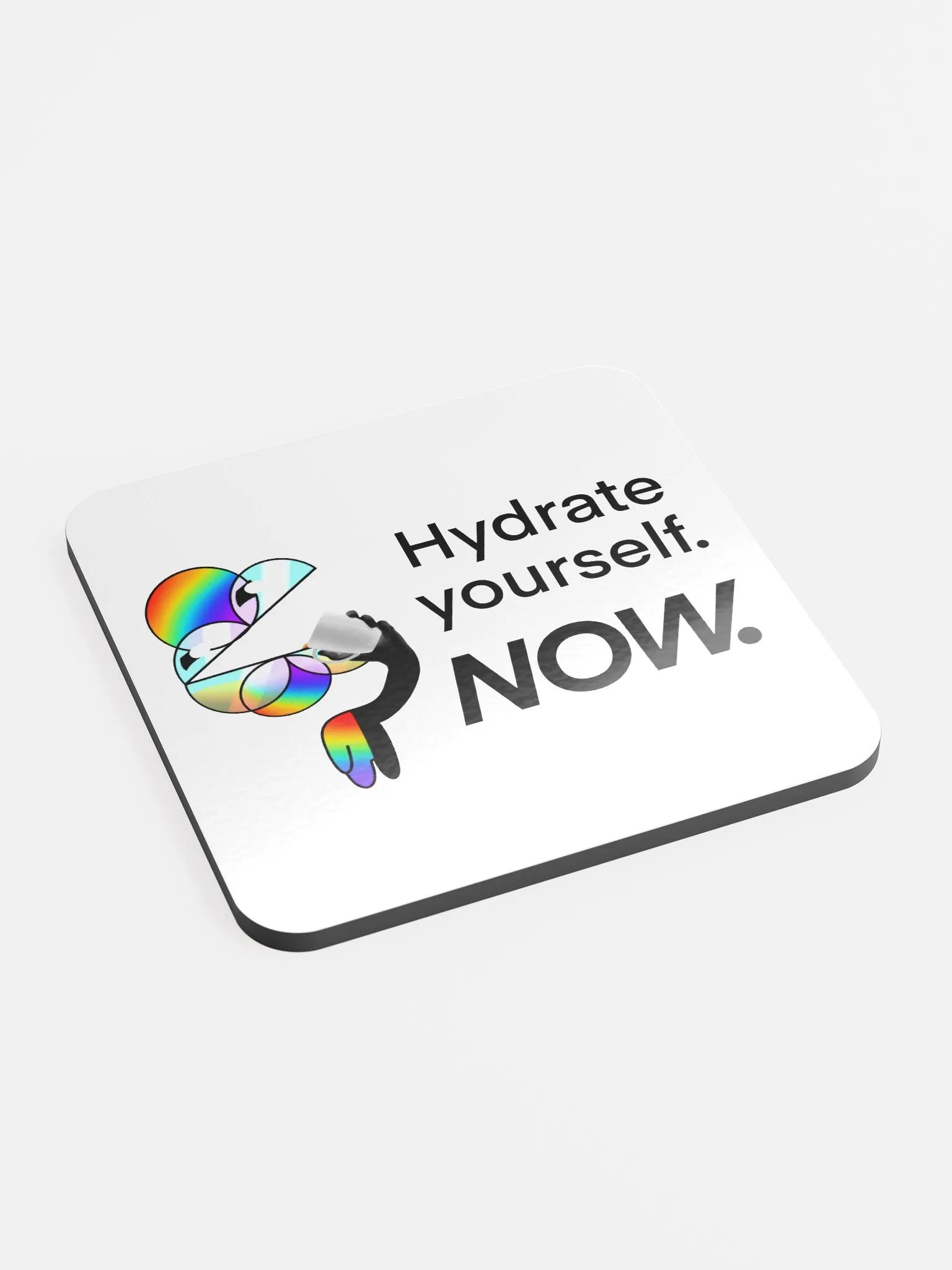Mini Hydrate yourself NOW glossy cork coaster product image (2)