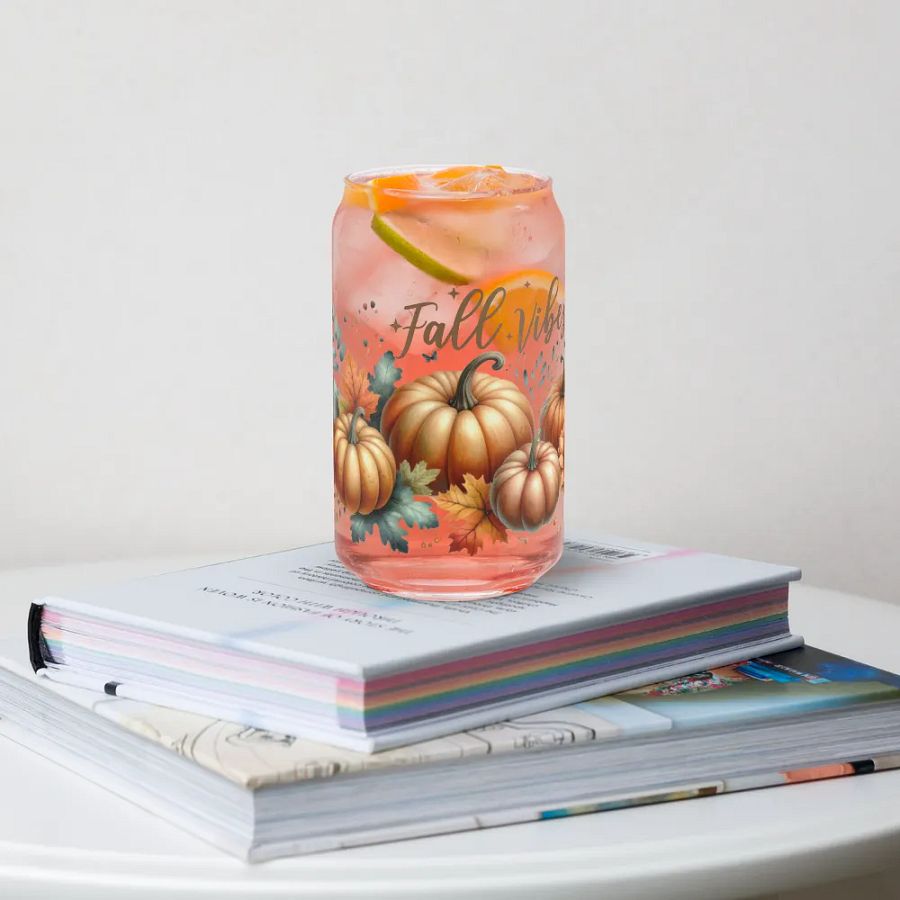 Boho Fall Pumpkin Glass Can Sipper product image (4)