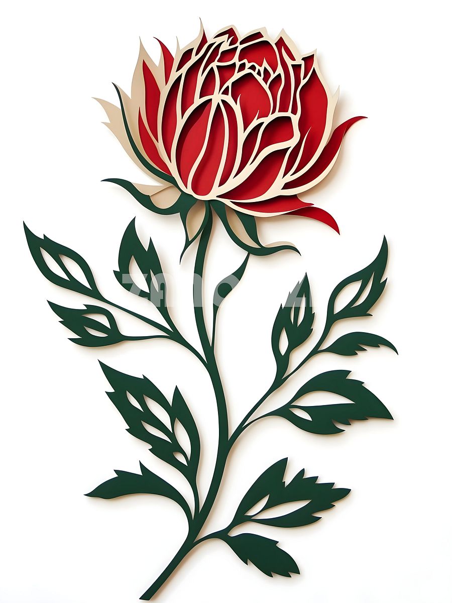 Layered Paper Cut Flower – Red Floral Art product image (1)