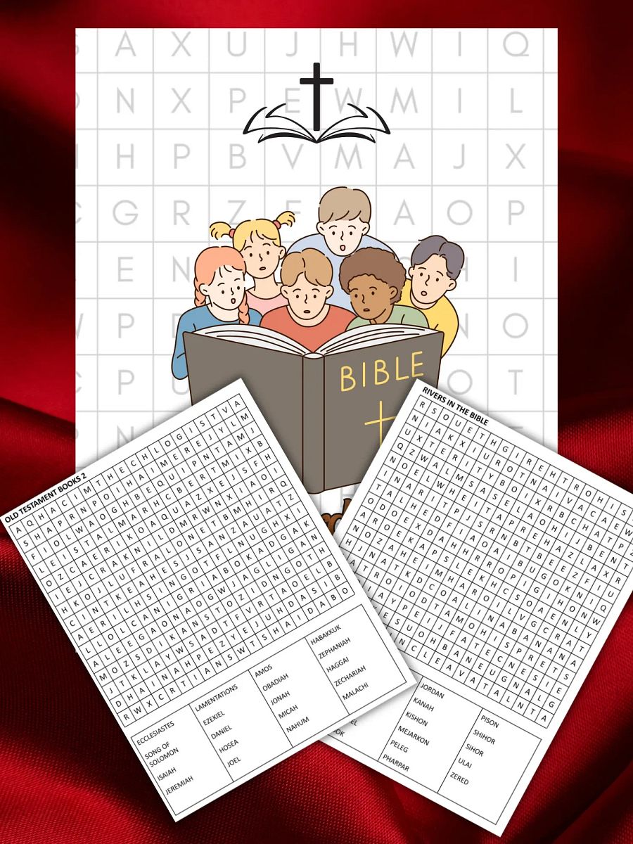 Bible word search printable, childrens ministry word search printable, printable word search 23 pages, Books of Bible Game product image (4)