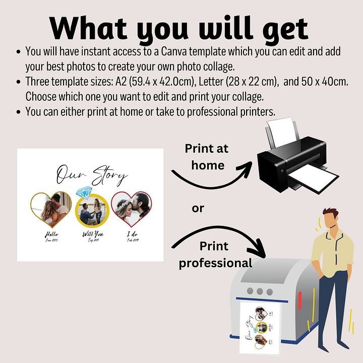 Our Story, Hello will you i do, anniversary wedding gift idea, Canva Template product image (2)