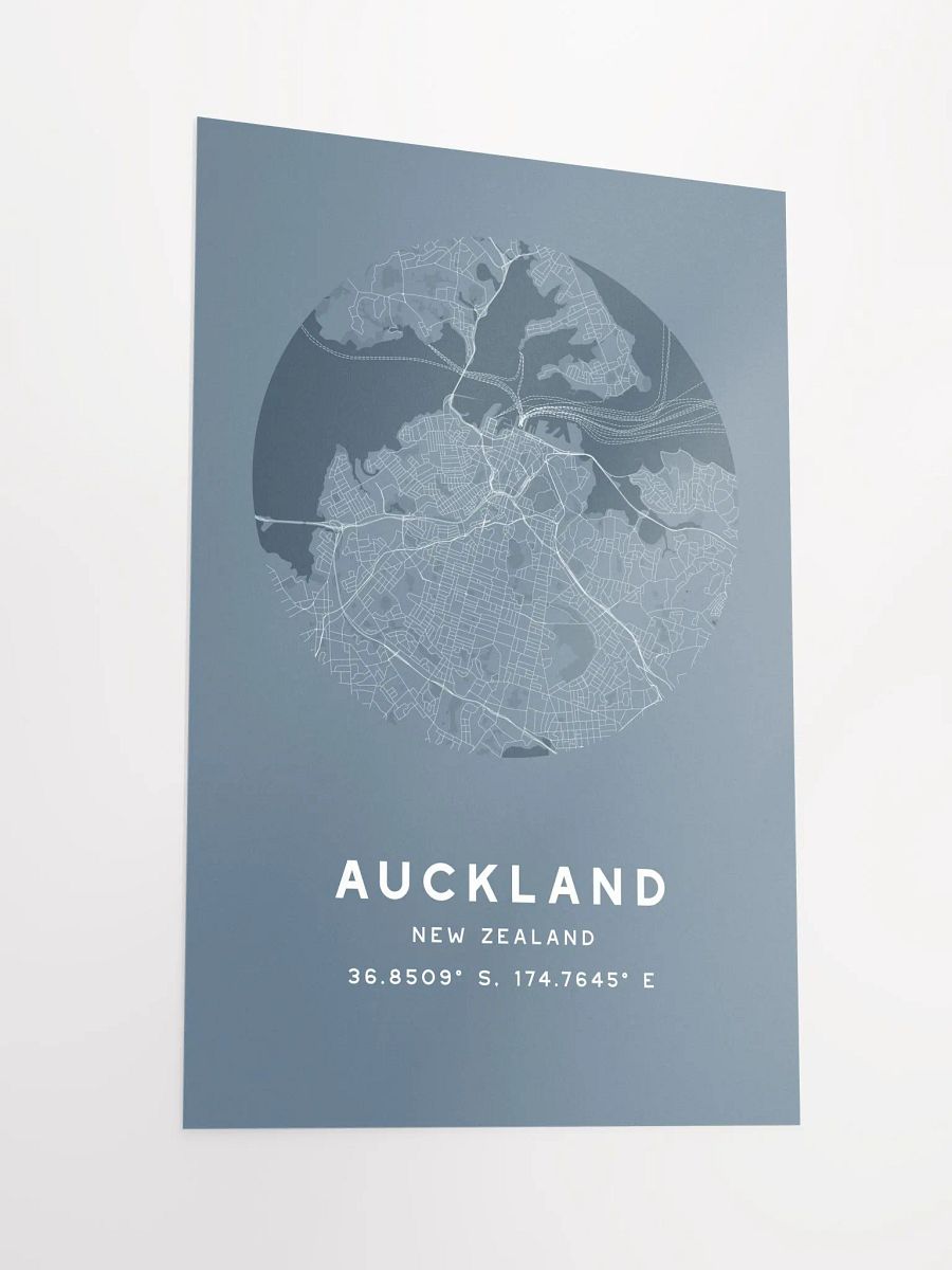 Auckland Street Map Poster – Blue Minimalist Circular City Art product image (5)