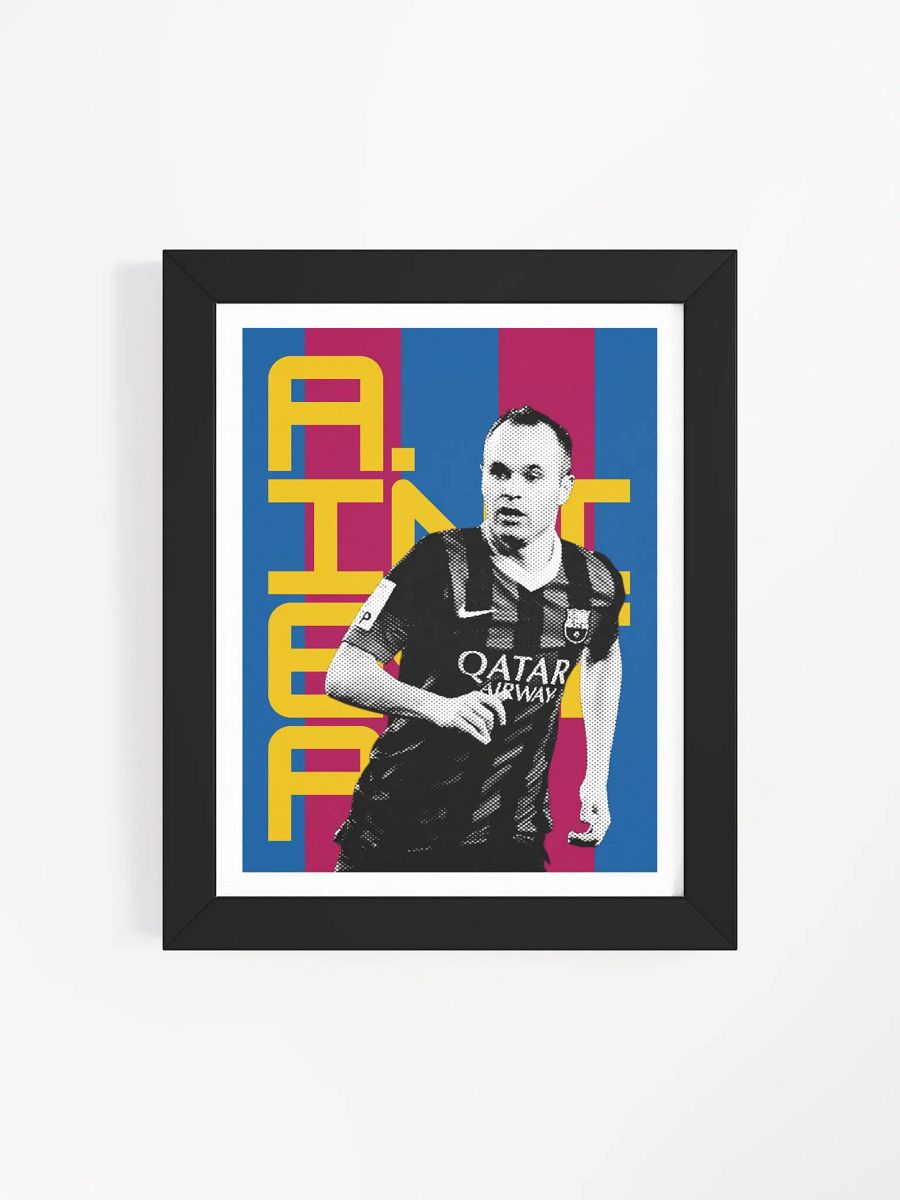 Andrés Iniesta BW Barcelona Name Art Framed Print product image (3)
