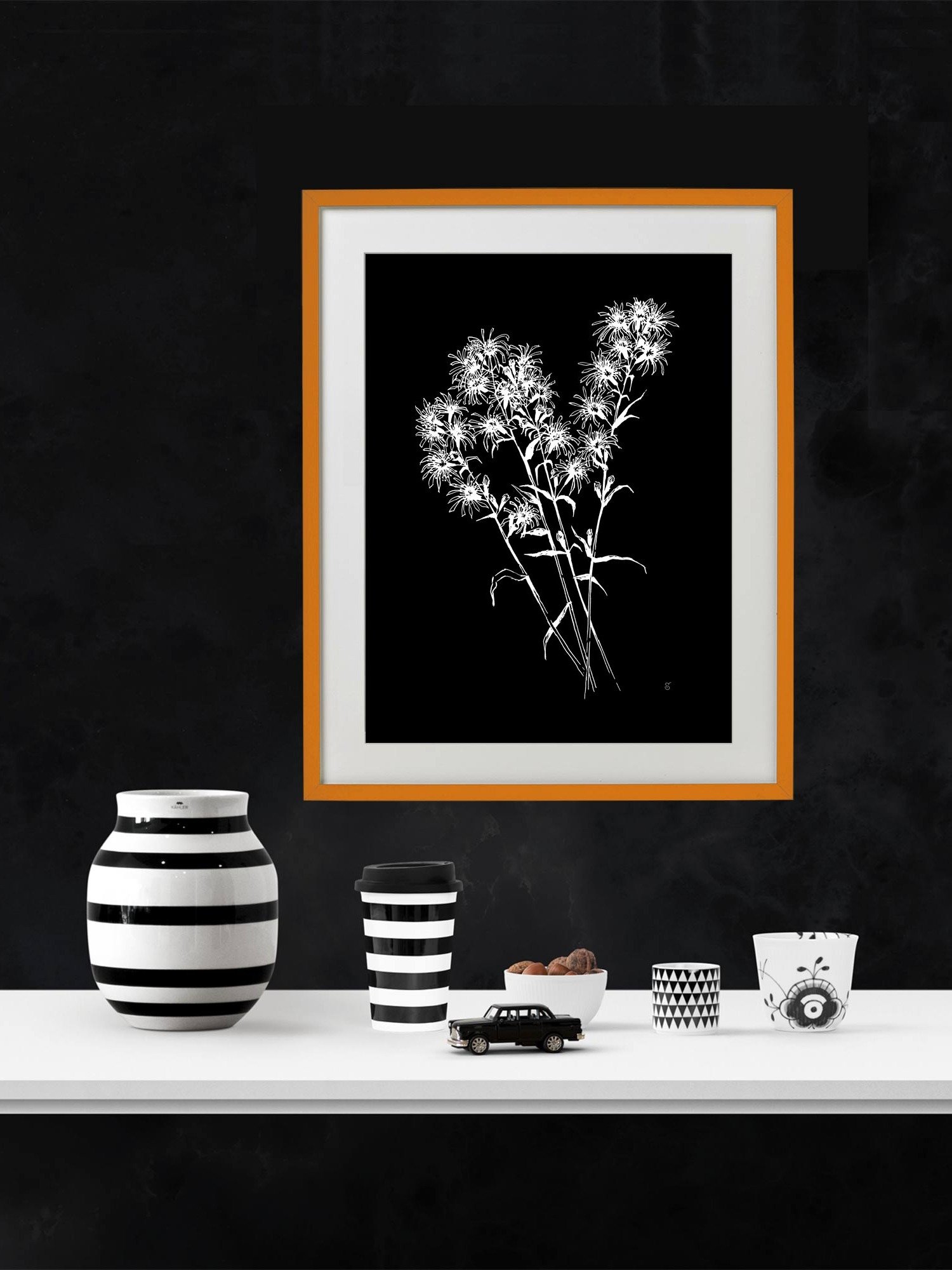 Spiky Blossom Delight Poster - Bouquet Flowers Dark product image (5)