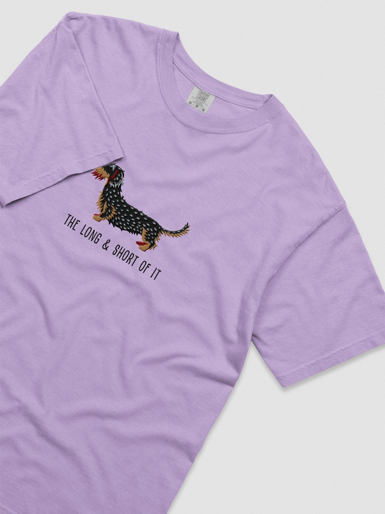 The Long & Short of It T-Shirt(Embroidered) of a Wirehaired Dachshund(Salt & Pepper) product image (8)