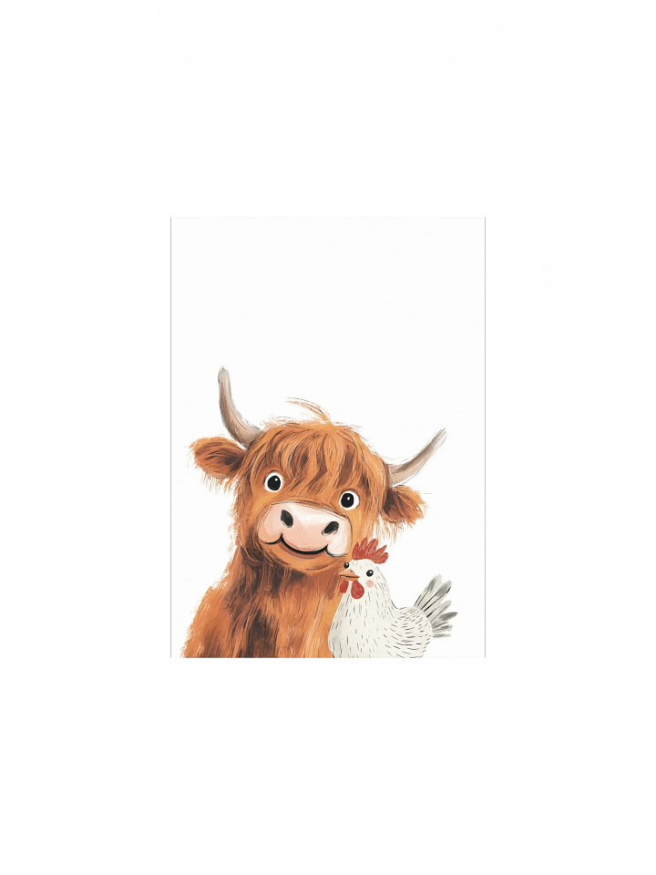 Highland Cow and Chicken, Farm Nursery Print product image (2)