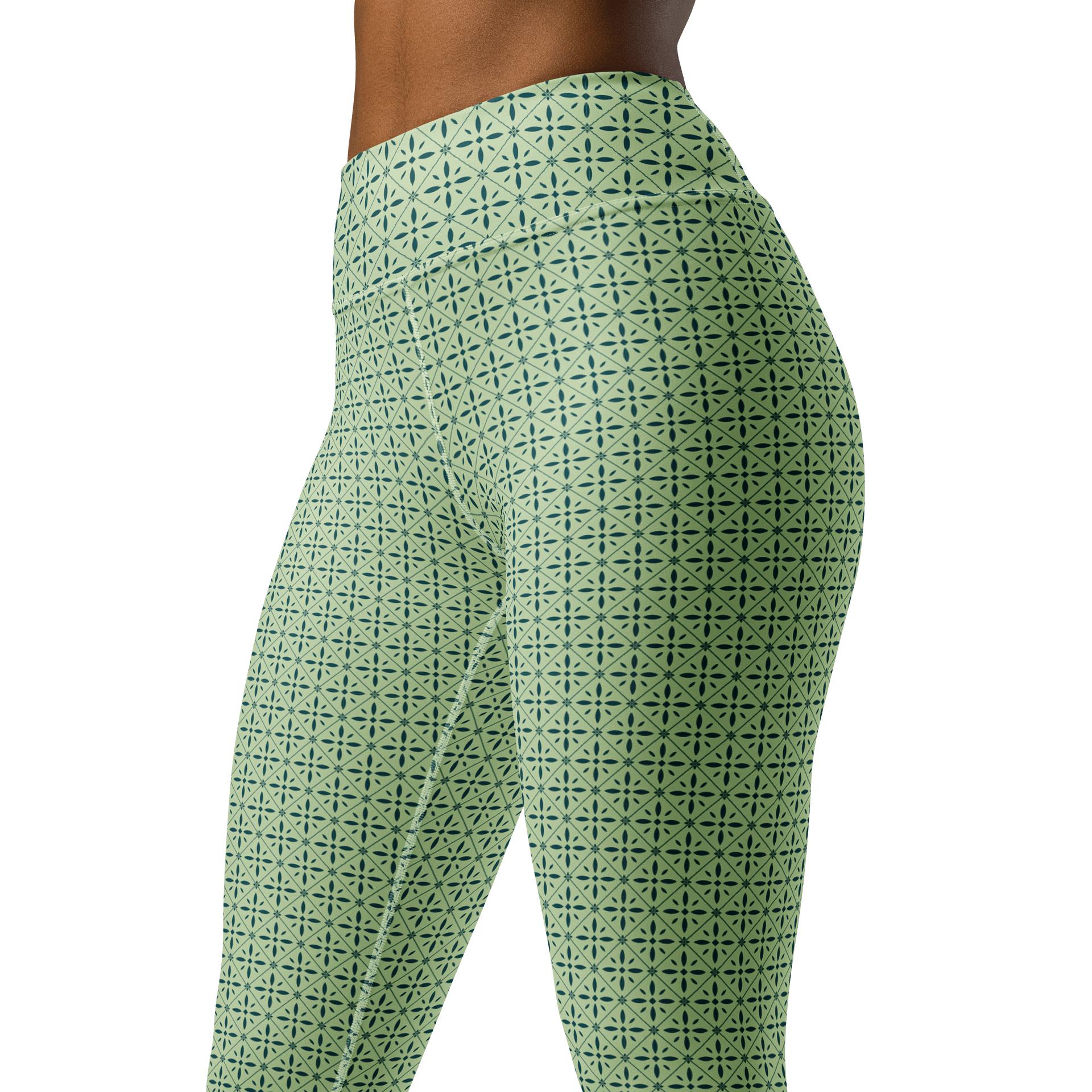 Eco-Friendly Green Lattice High-Waist Leggings product image (4)