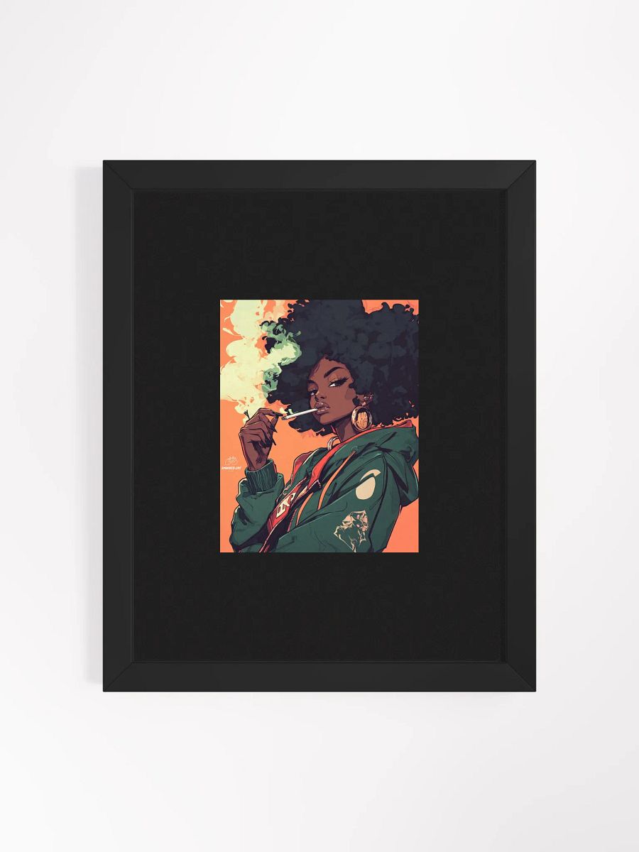 Smacked Life Society Cannabis Art Poster – Afro Queen Smoking Joint – Framed Stoner Wall Art product image (2)