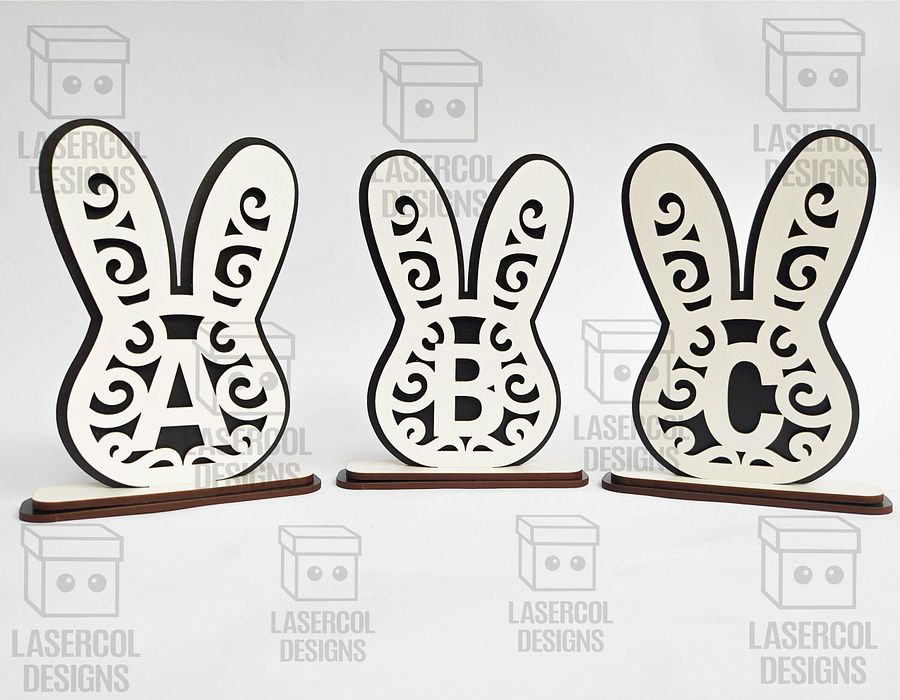 Easter Bunny Monogram Set 3 (3 Sizes) - Laser Cut Files product image (6)