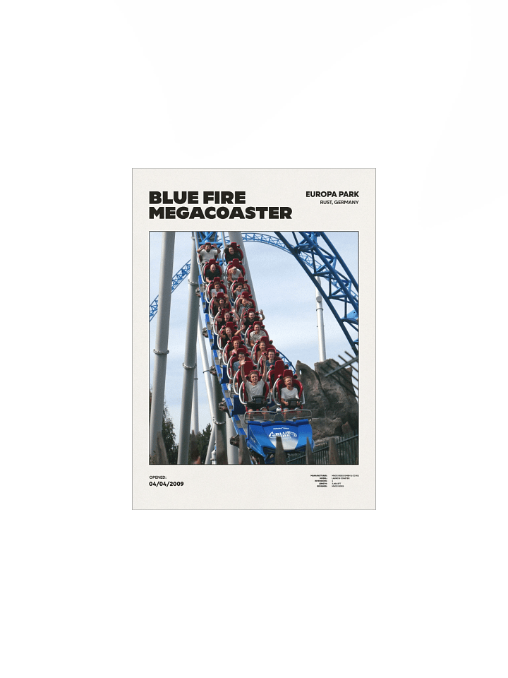 Blue Fire Megacoaster Drop Premium Poster product image (2)