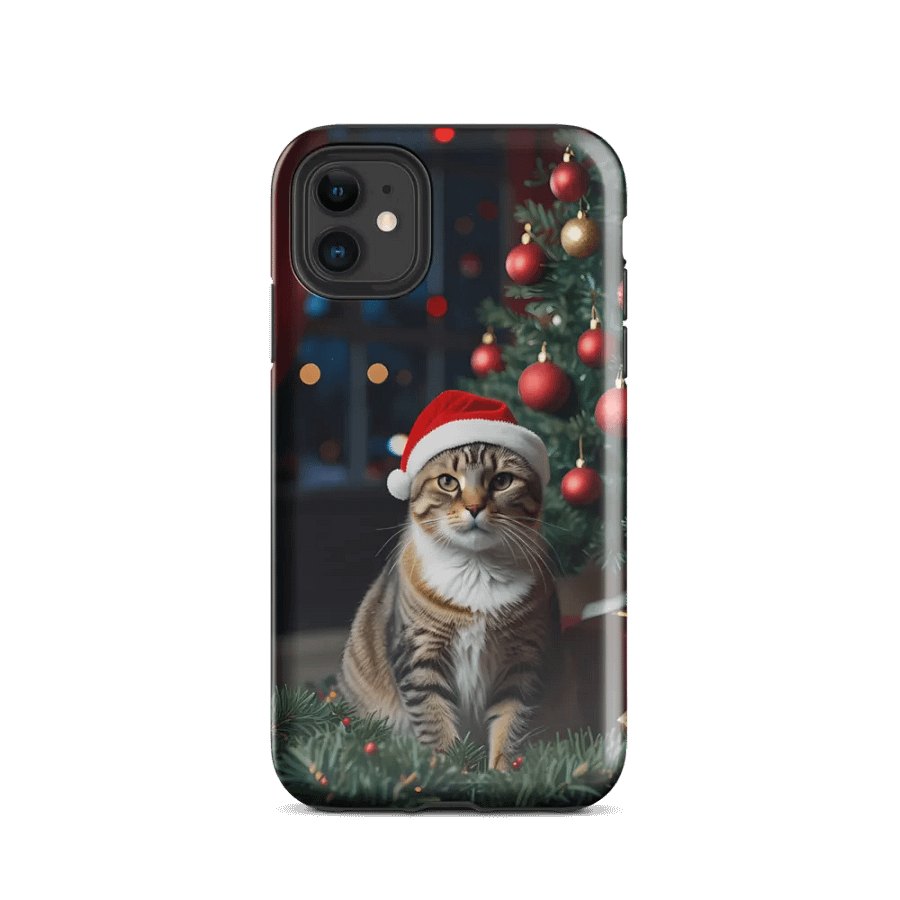 Santa Kitty by the Tree iPhone Case product image (2)