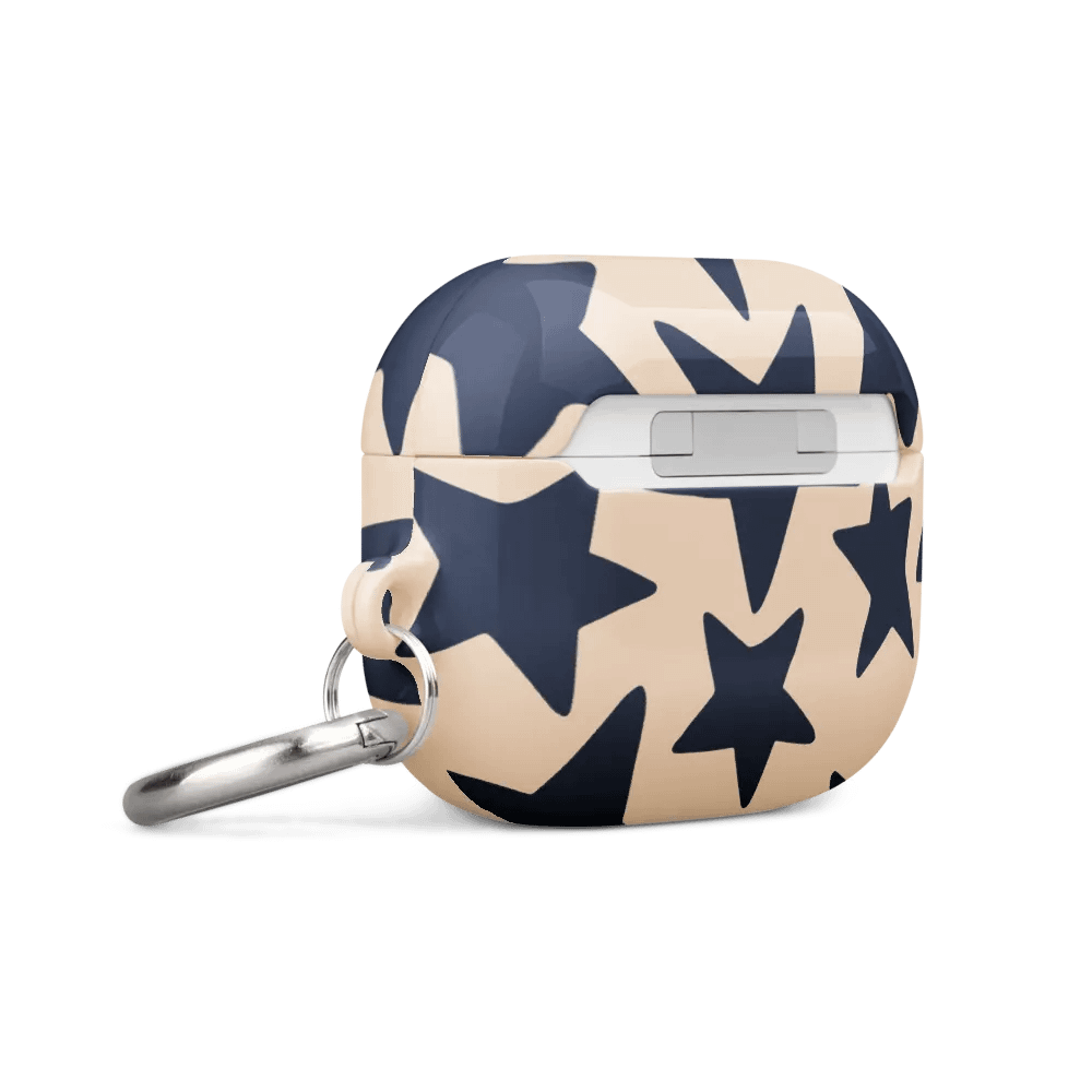 Navy & Light Beige Big Ol' Stars Airpods Case product image (19)