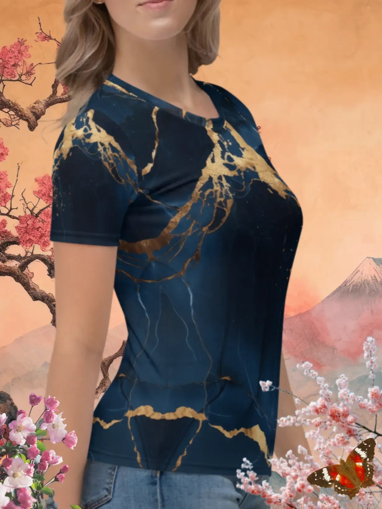 Blue Marble Print T-Shirt product image (3)