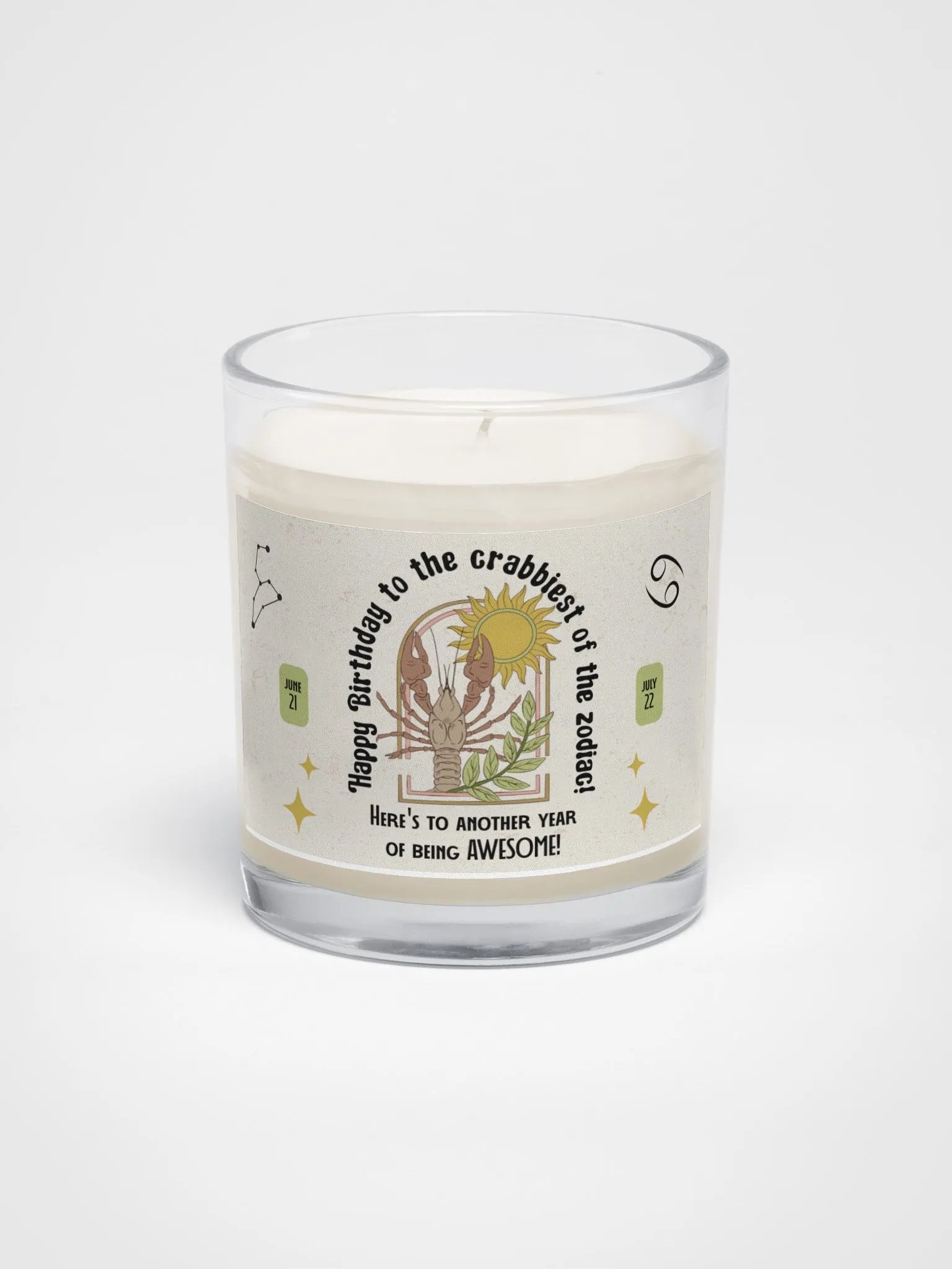 Zodiac Cancer Birthdate Candle Retro Design, Birth Month Birthday Gift product image (2)