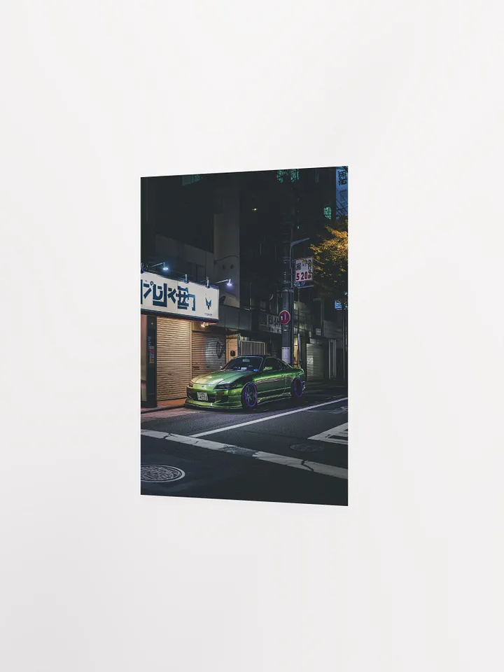 Green Nissan Silvia tuned in JDM style parked on the Tokyo street by night product image (23)