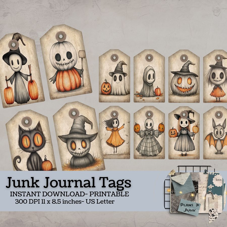 Spooky Halloween - Printable Tags V7 product image (1)