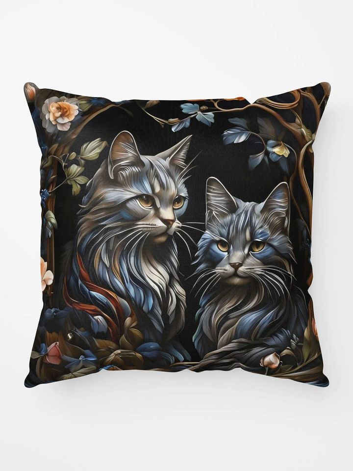Regal Cats & Floral Art Pillow product image (1)
