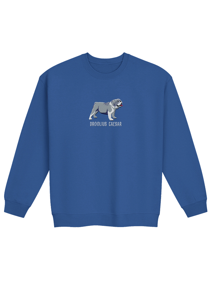 Droolius Caesar Sweatshirt (Embroidered) of an English Bulldog(Blue & White) product image (2)