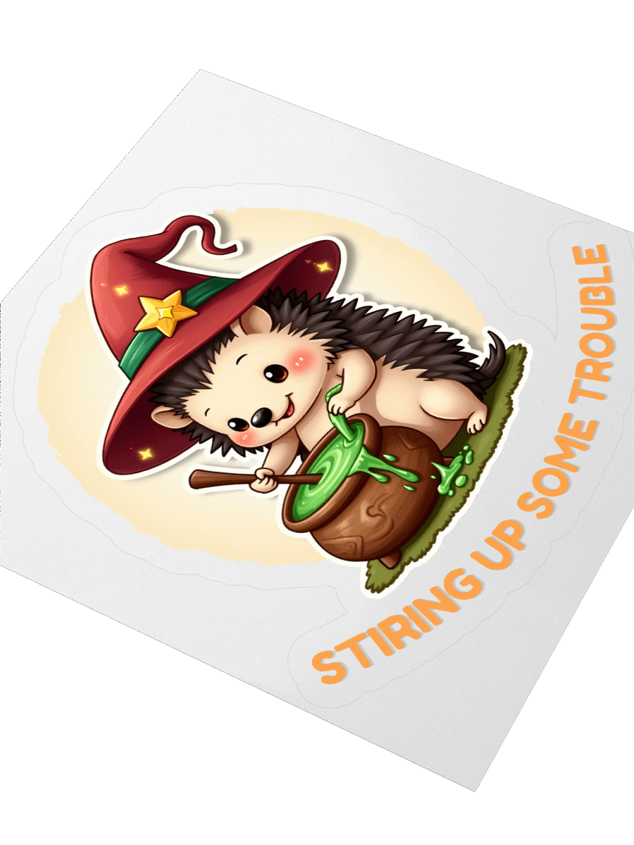 Stirring Up Some Trouble – Cute Hedgehog Sticker product image (3)