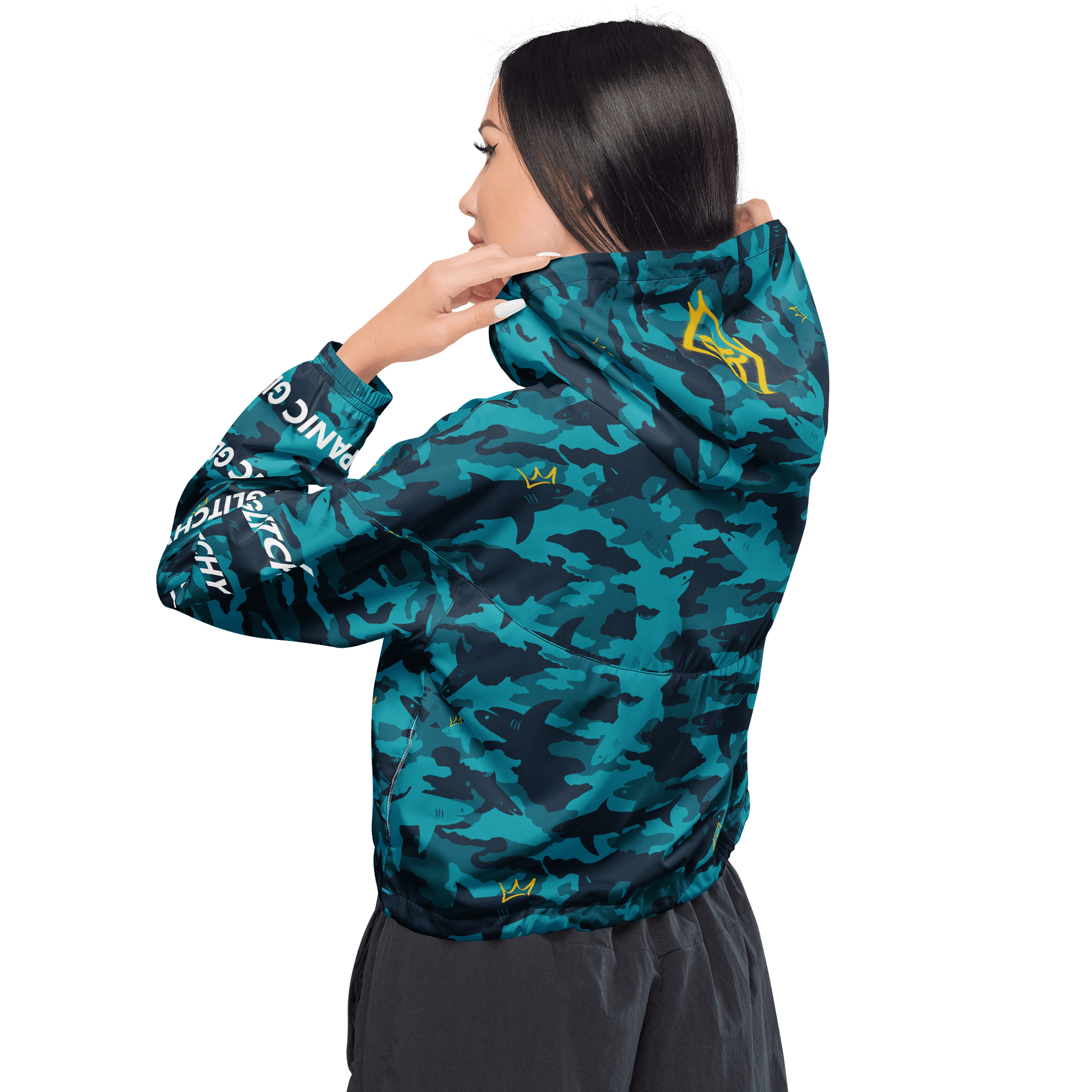 Sharkmoflauge Graffiti Deep Blues Crop Windbreaker product image (4)
