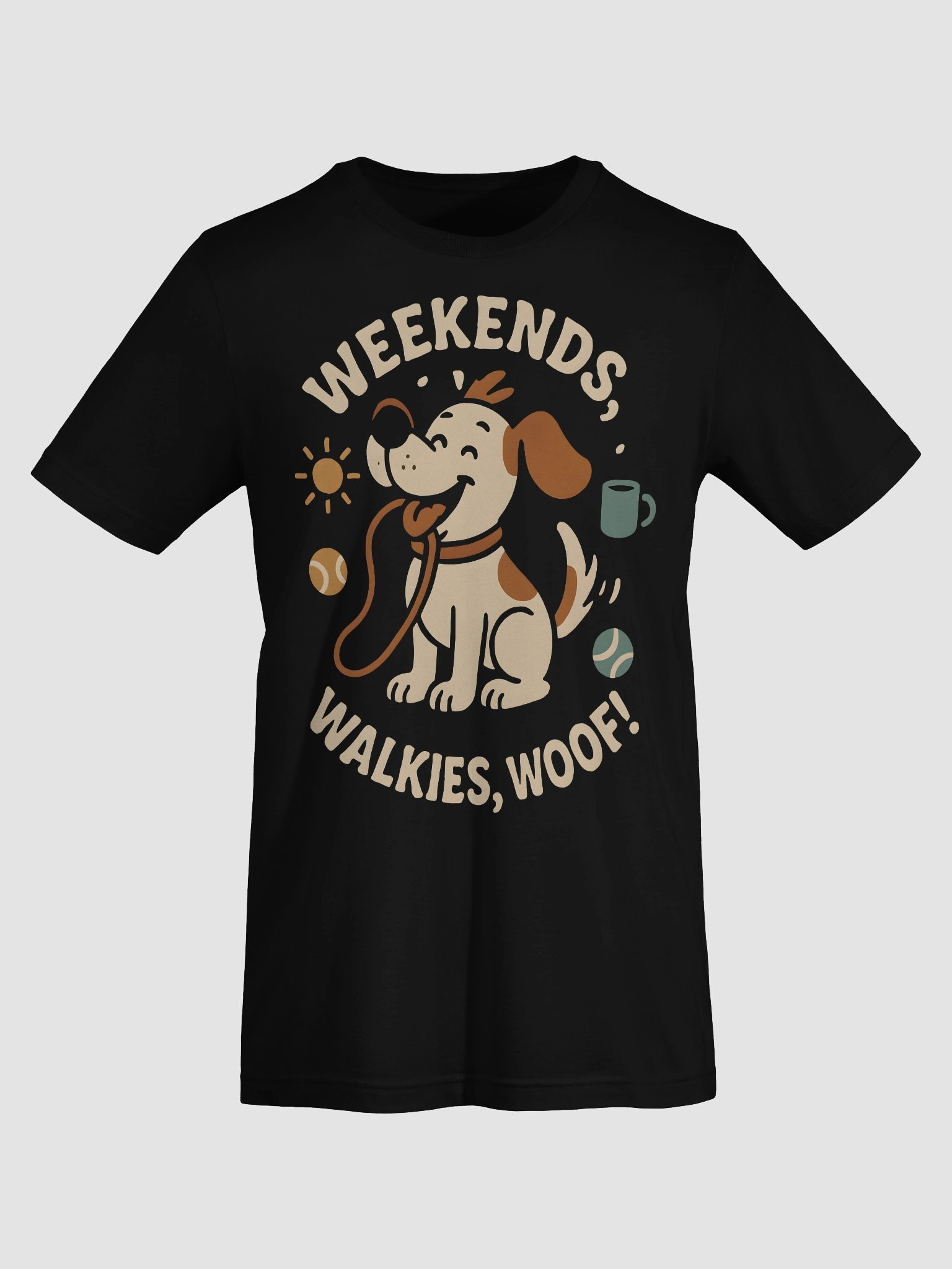 Weekend Walkies Woof Cartoon Dog T-Shirt product image (7)