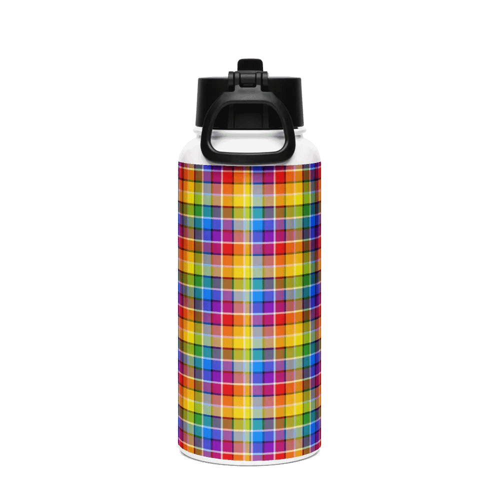 Bright Rainbow Plaid Water Bottle product image (3)