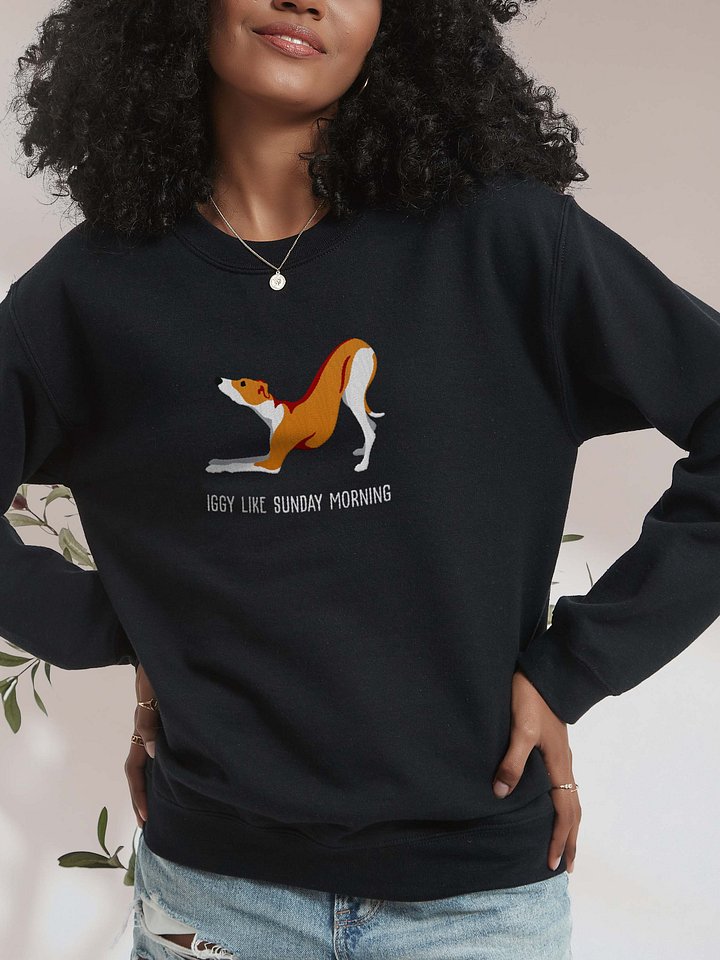 Iggy Like Sunday Morning Sweatshirt (Embroidered) of an Italian Greyhound(Brown & White) product image (2)