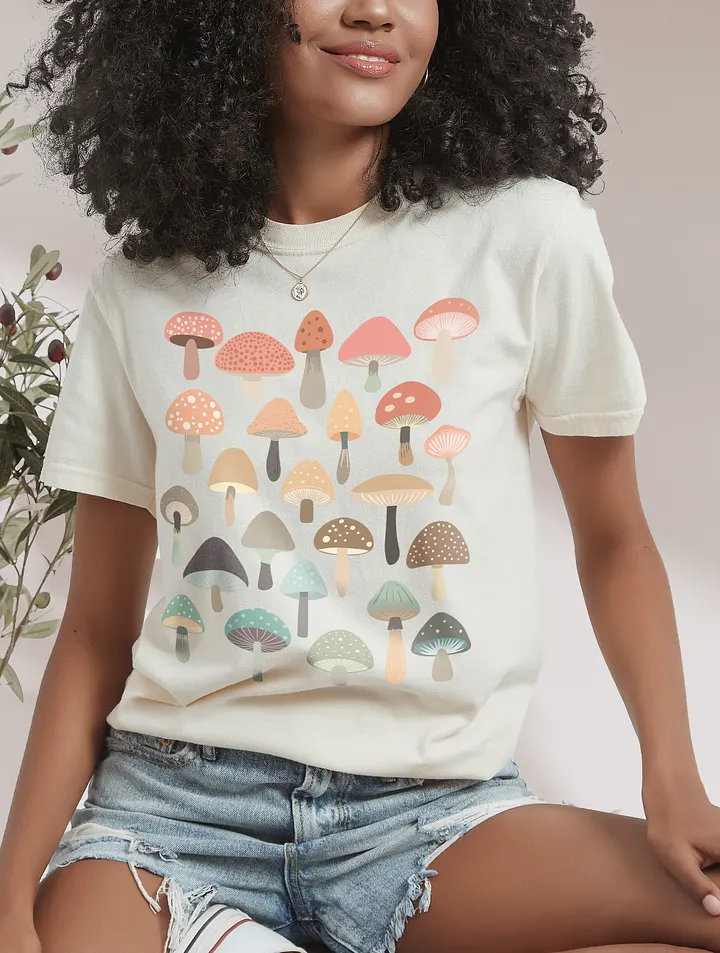 Cute Kawaii Mushrooms Tee | Vintage-Style Cottagecore, Goblincore, Fairycore, and Dark Academia Design product image (10)