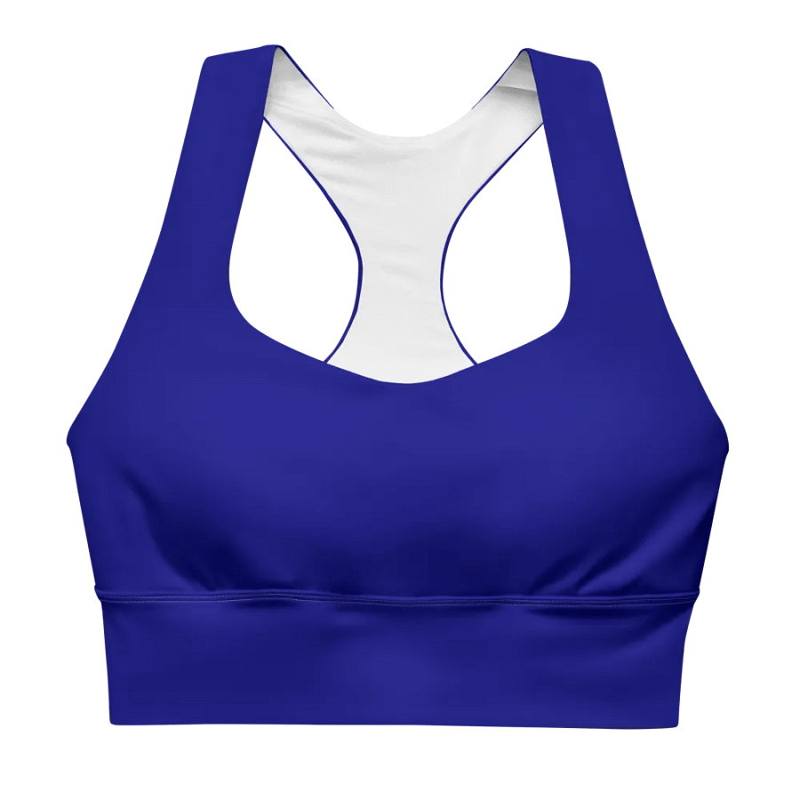 Plain Color Navy Blue Longline Sports Bra product image (5)