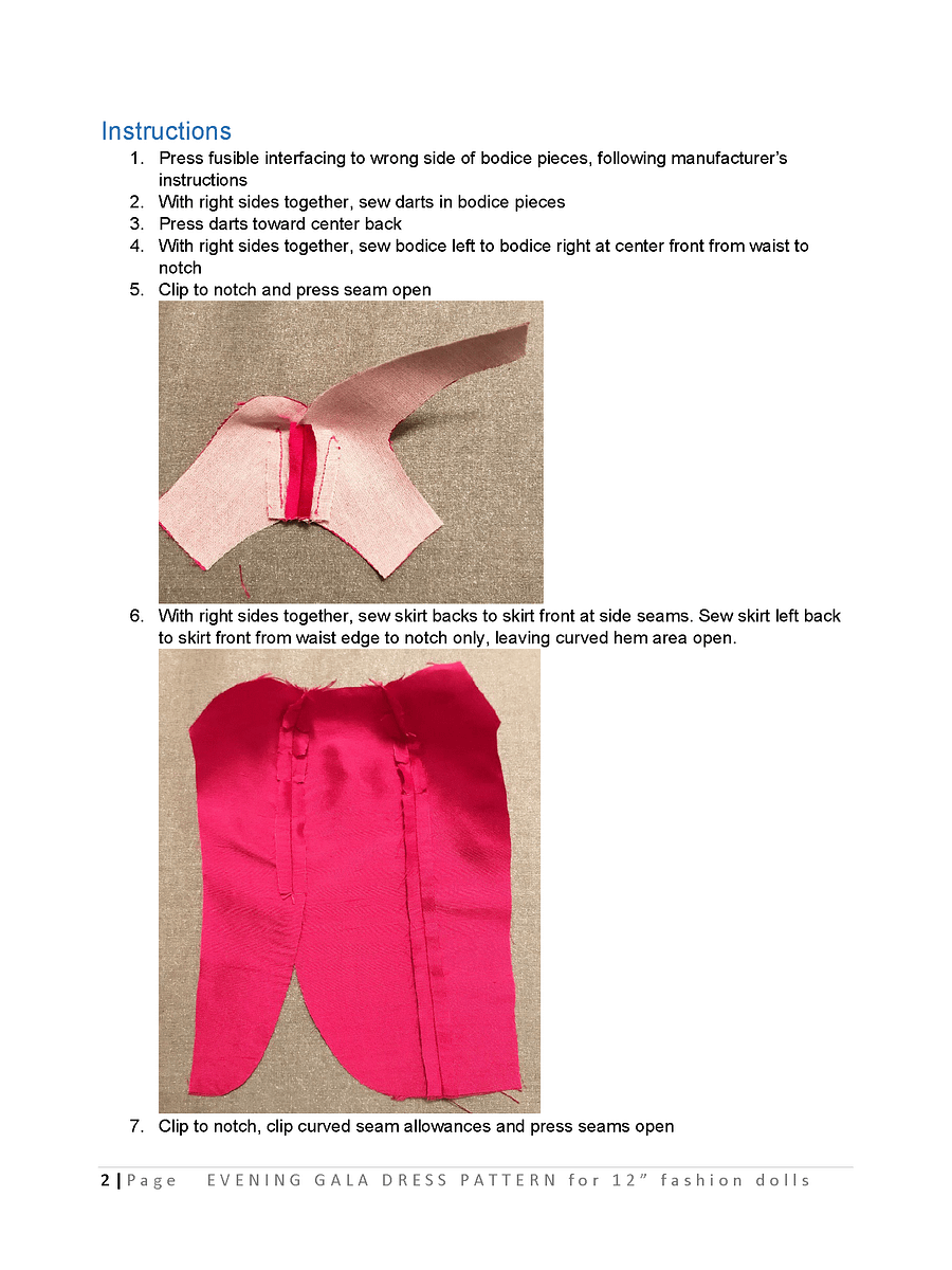 Evening Gala sewing pattern for 12" fashion dolls product image (3)