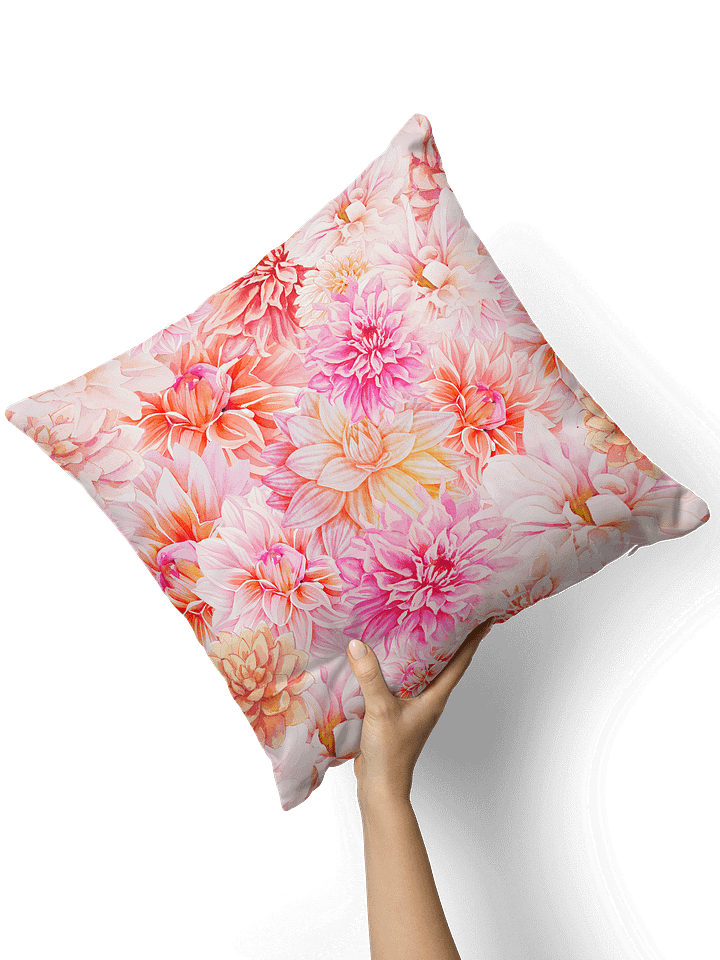 WATERCOLOR DAHLIA PATTERN THROW PILLOW FOR COTTAGE SUMMER VIBES product image (2)