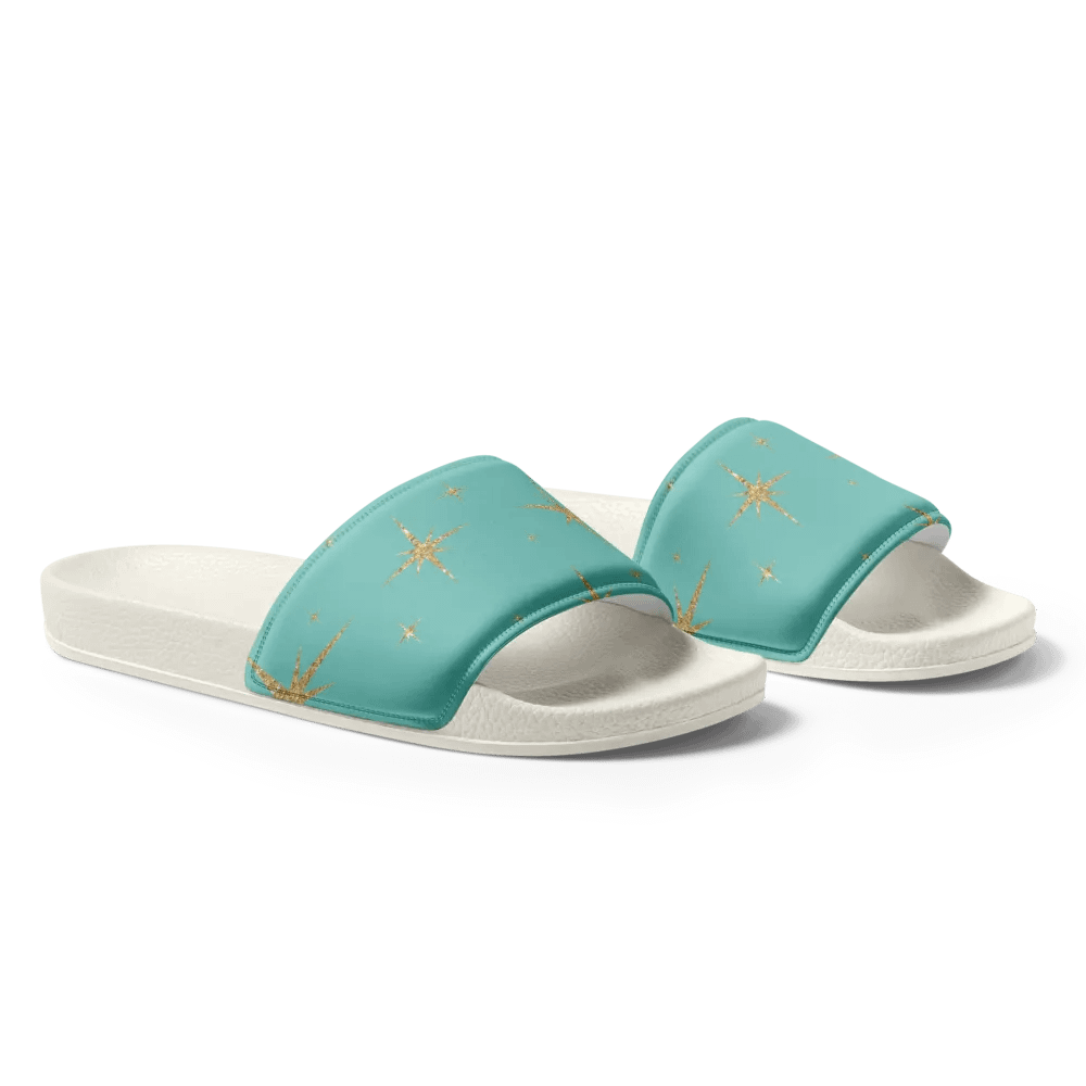 REAL Women's Slides - Teal with Gold Stars product image (6)