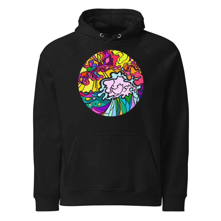 Vibrant Stained Glass Unisex Hoodie - Wave at Sunset product image (1)