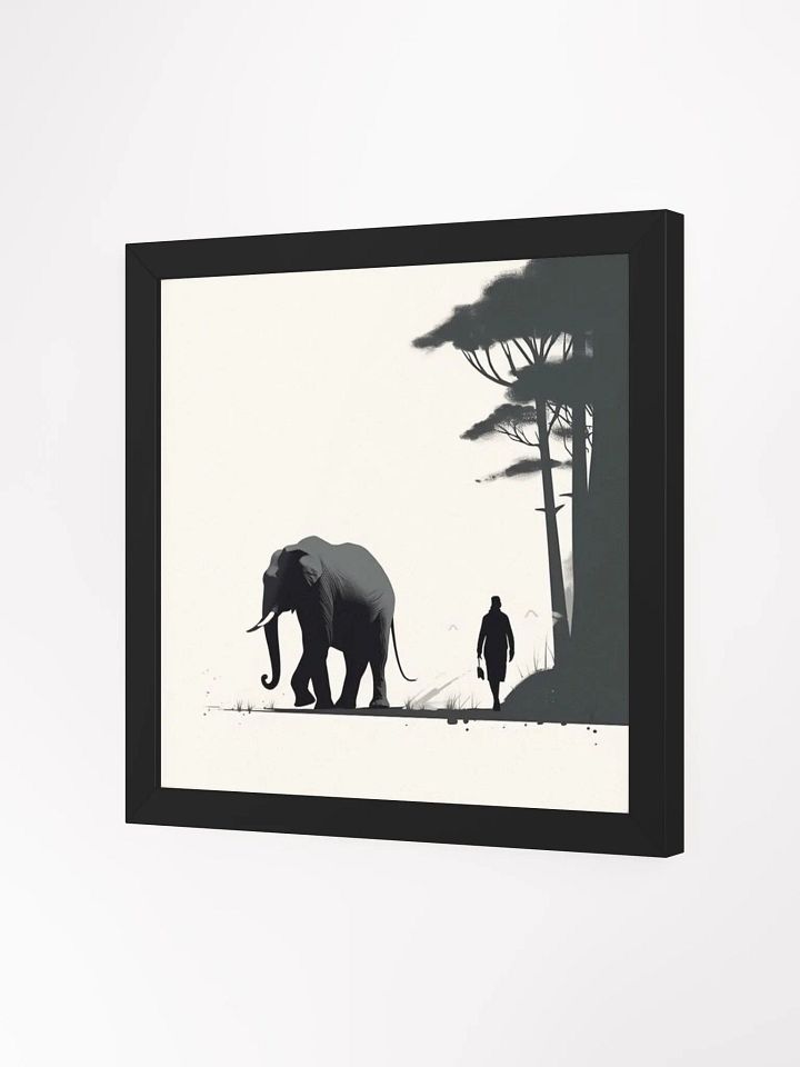 Minimalist Monochrome Wall Art - Elephant and Handler product image (2)