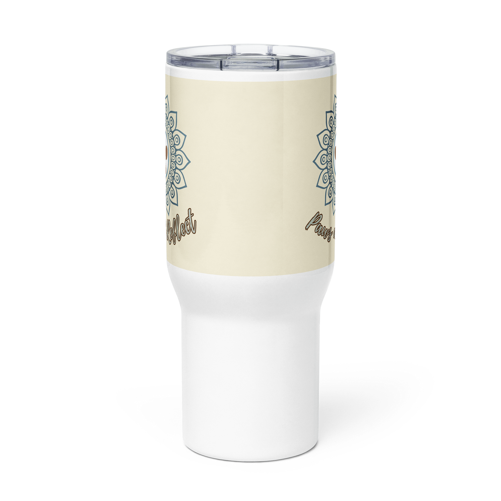 Paws and Reflect Mandala Paw Print Zen Journey Travel Mug - Apricot White product image (2)