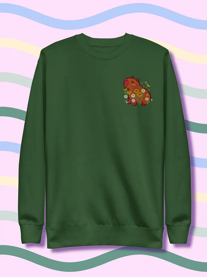Peaceful Capybara Floral Embroidered Premium Sweatshirt product image (2)