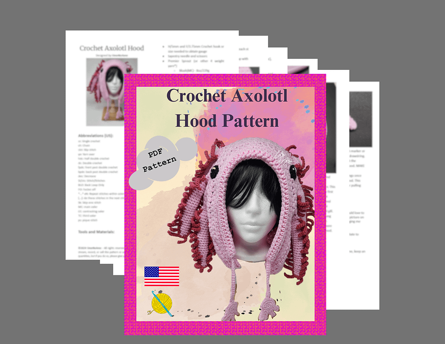 Crochet Axolotl Hood Pattern product image (2)