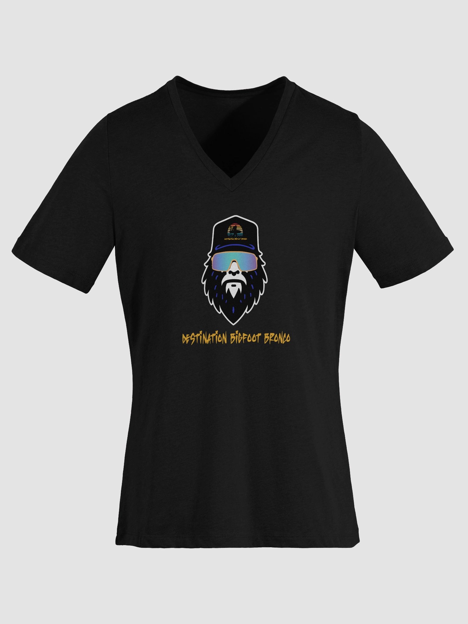 Destination Bigfoot Bronco Bigfoot Logo Bella+Canvas Women's Relaxed V-Neck T-Shirt (Black) product image (6)