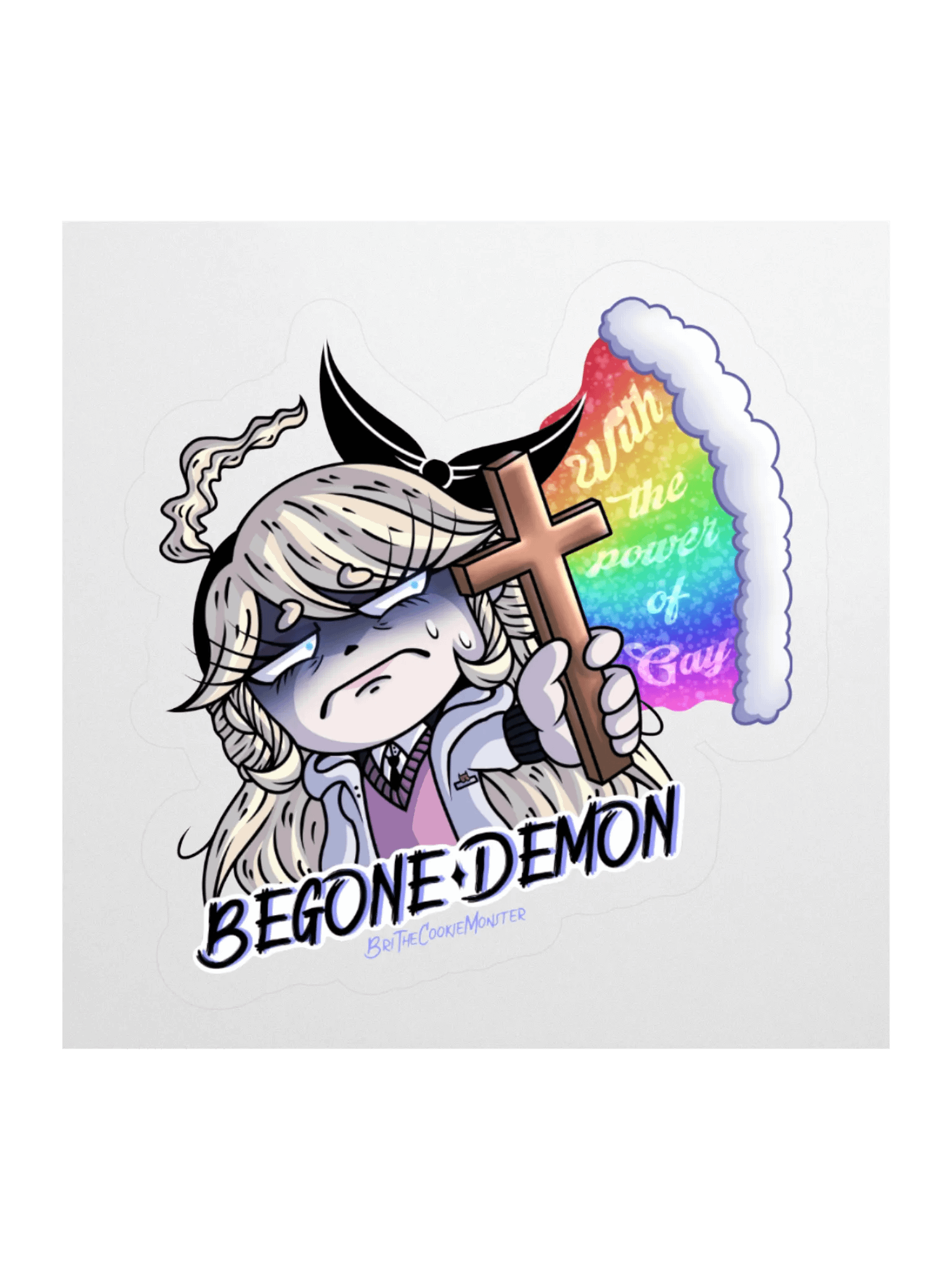 “BEGONE DEMON” Weeby Sticker product image (1)