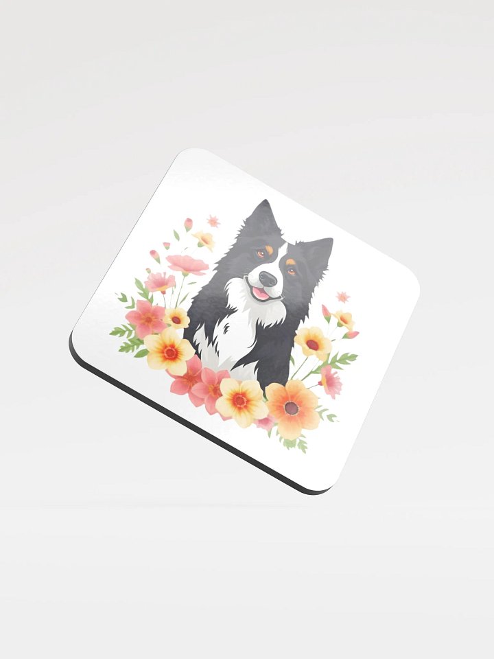 Floral Border Collie Cork Coaster product image (2)