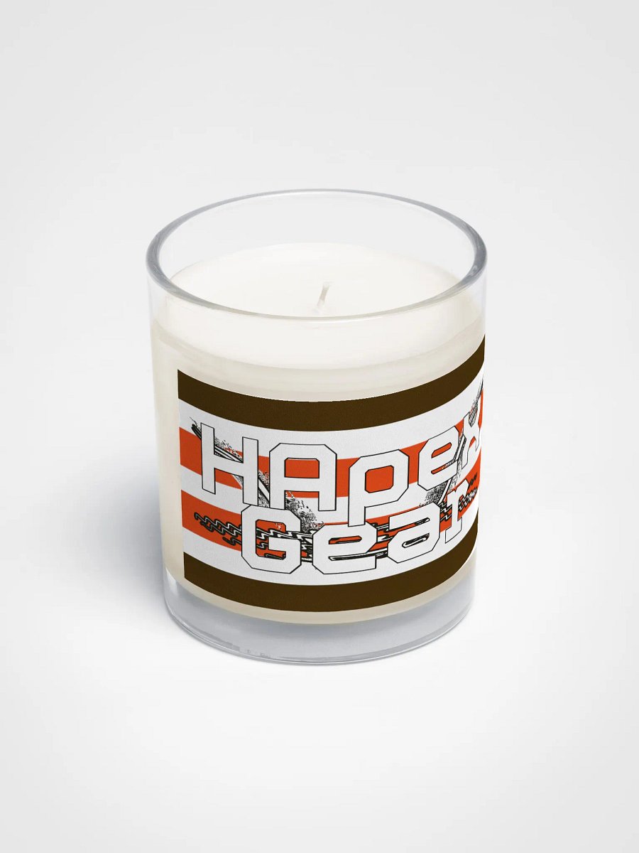 Soy Wax Candle In A Clear Glass Jar - Cleveland Browns Colors - White HApex Gear White Logo product image (2)