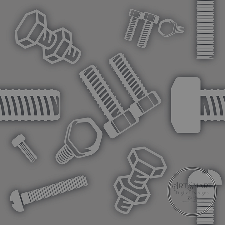 Seamless Pattern - Nuts and Bolts in Shades of Gray product image (1)