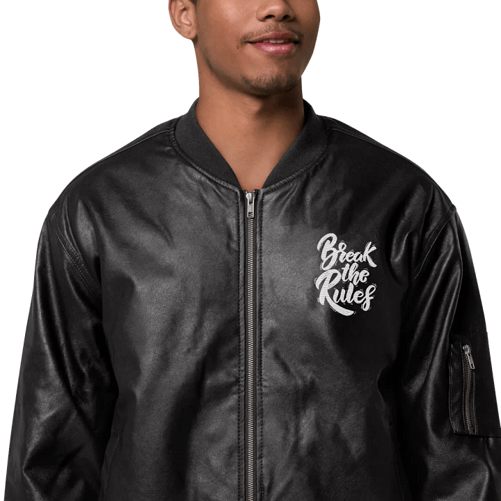 BREAK - Pixelated Portrait Faux Leather Bomber Jacket product image (1)