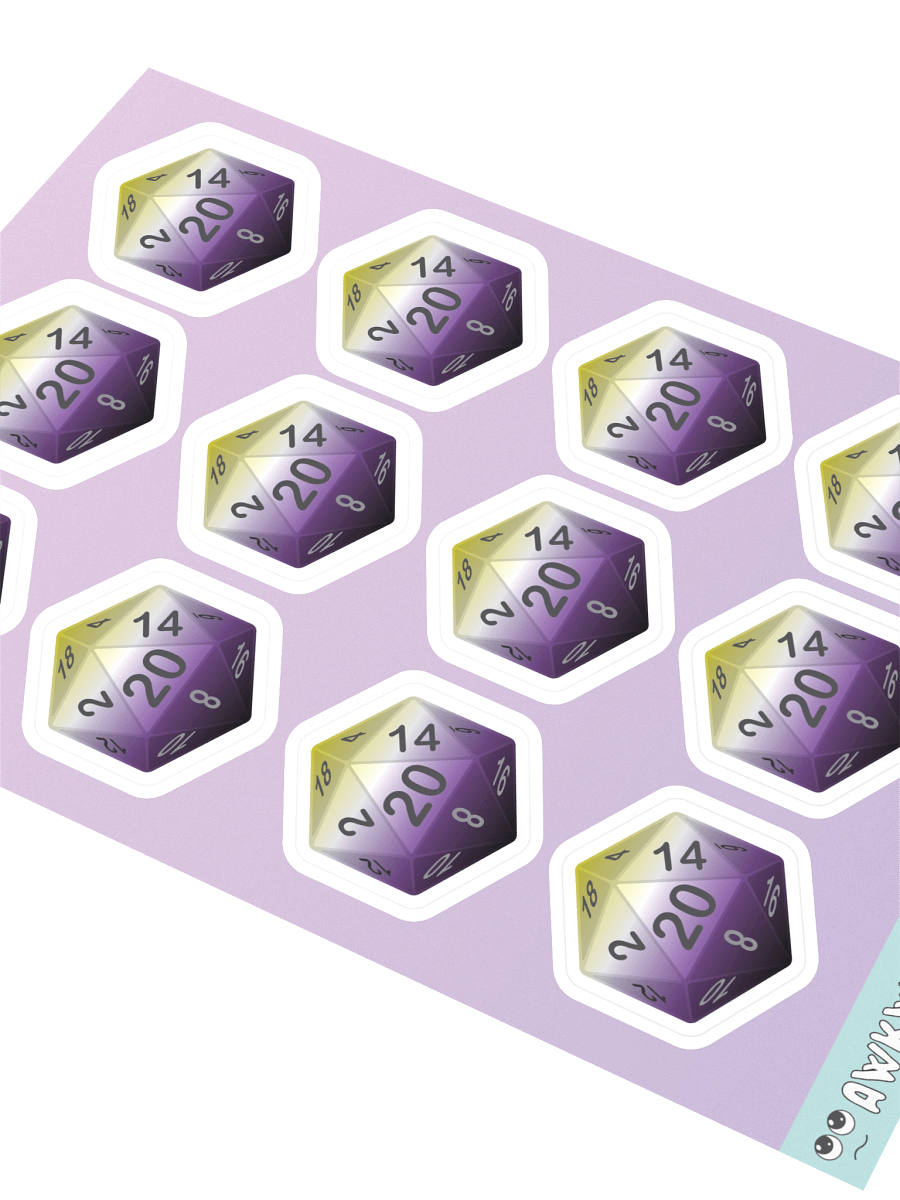 Non-binary Pride D20 Sticker Sheet product image (2)