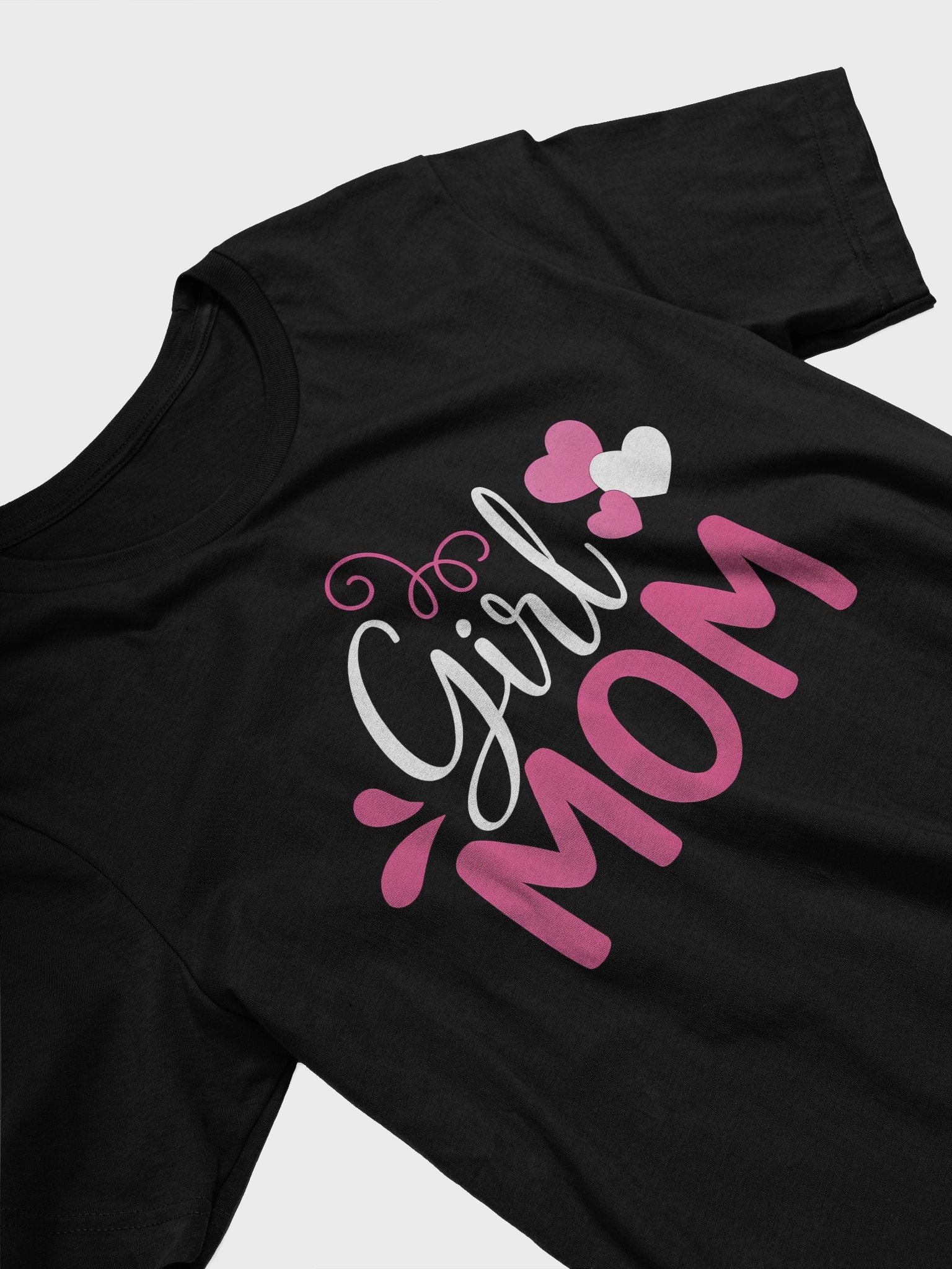 Girl Mom T-Shirt – Cute Pink and White Heart Design for Proud Mothers of Daughters product image (2)