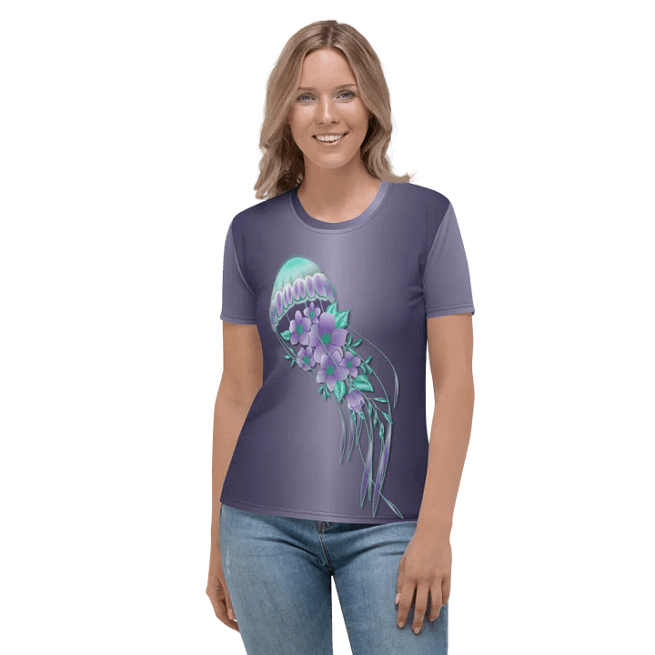 Tropical Floral Jellyfish All Over Print T-shirt product image (2)