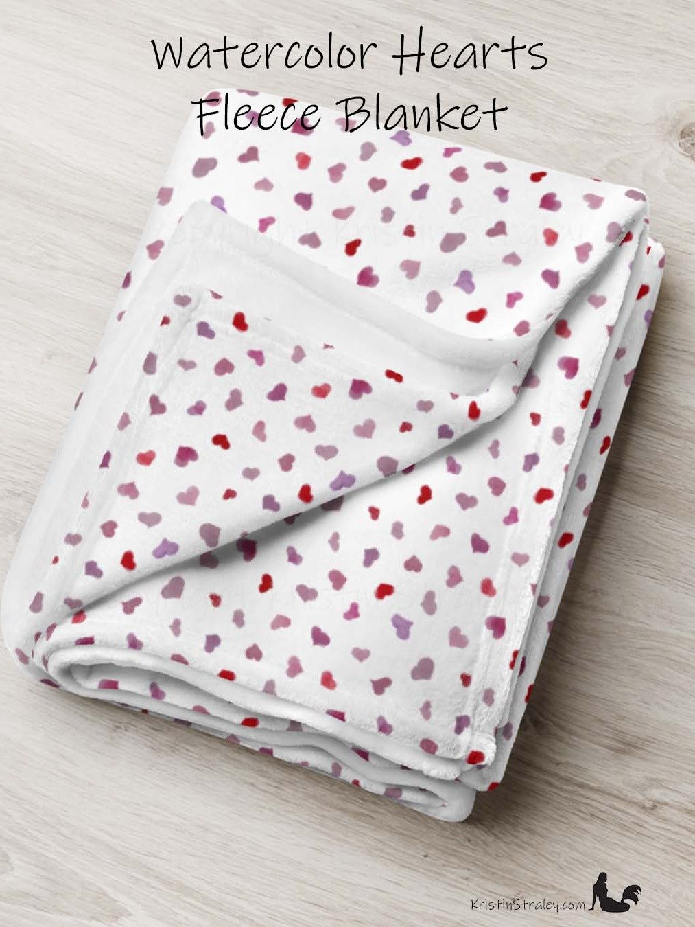 Pink Watercolor Hearts Fleece Throw Blanket product image (1)