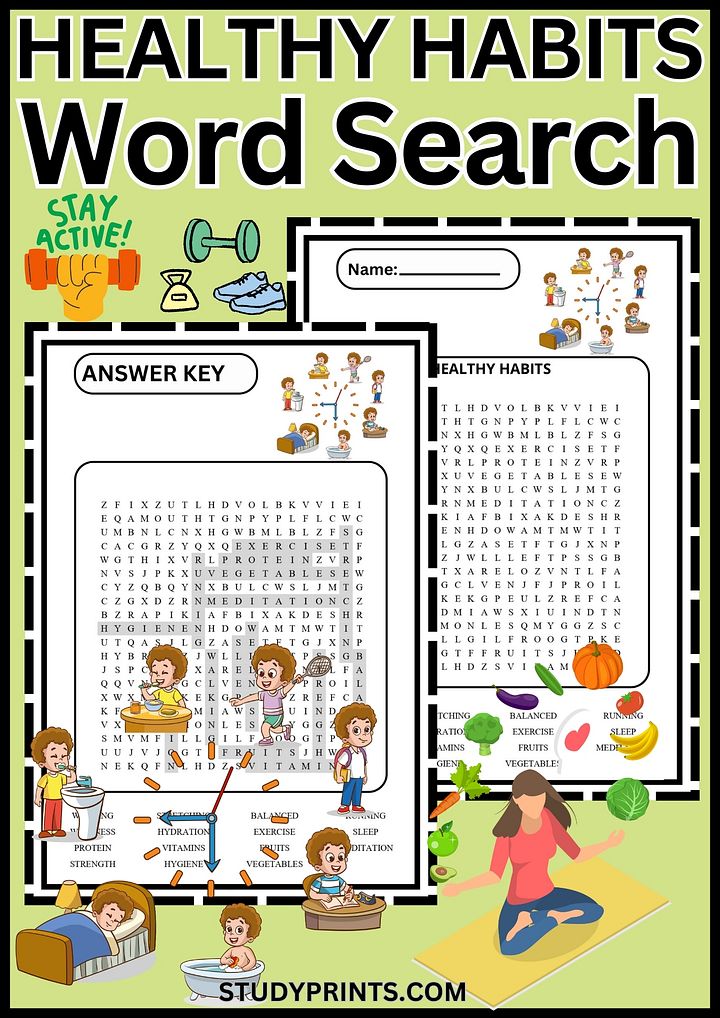 Healthy Habits Word Search | Fun Health & Wellness Activity product image (1)
